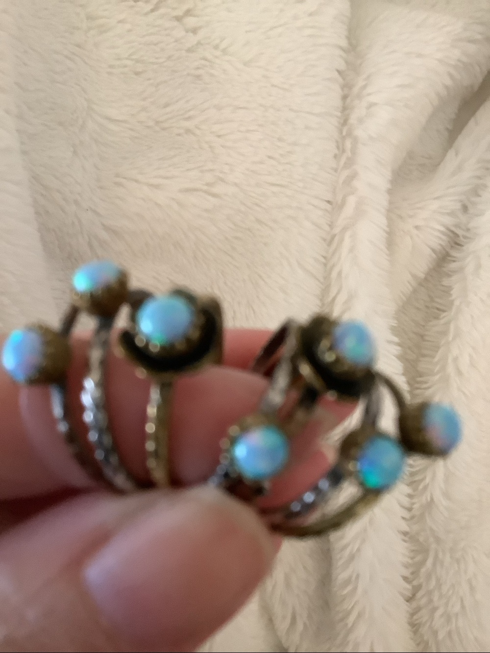 Blue fire Opal multi band ring Sz 6-6.45 - Picture 6 of 10